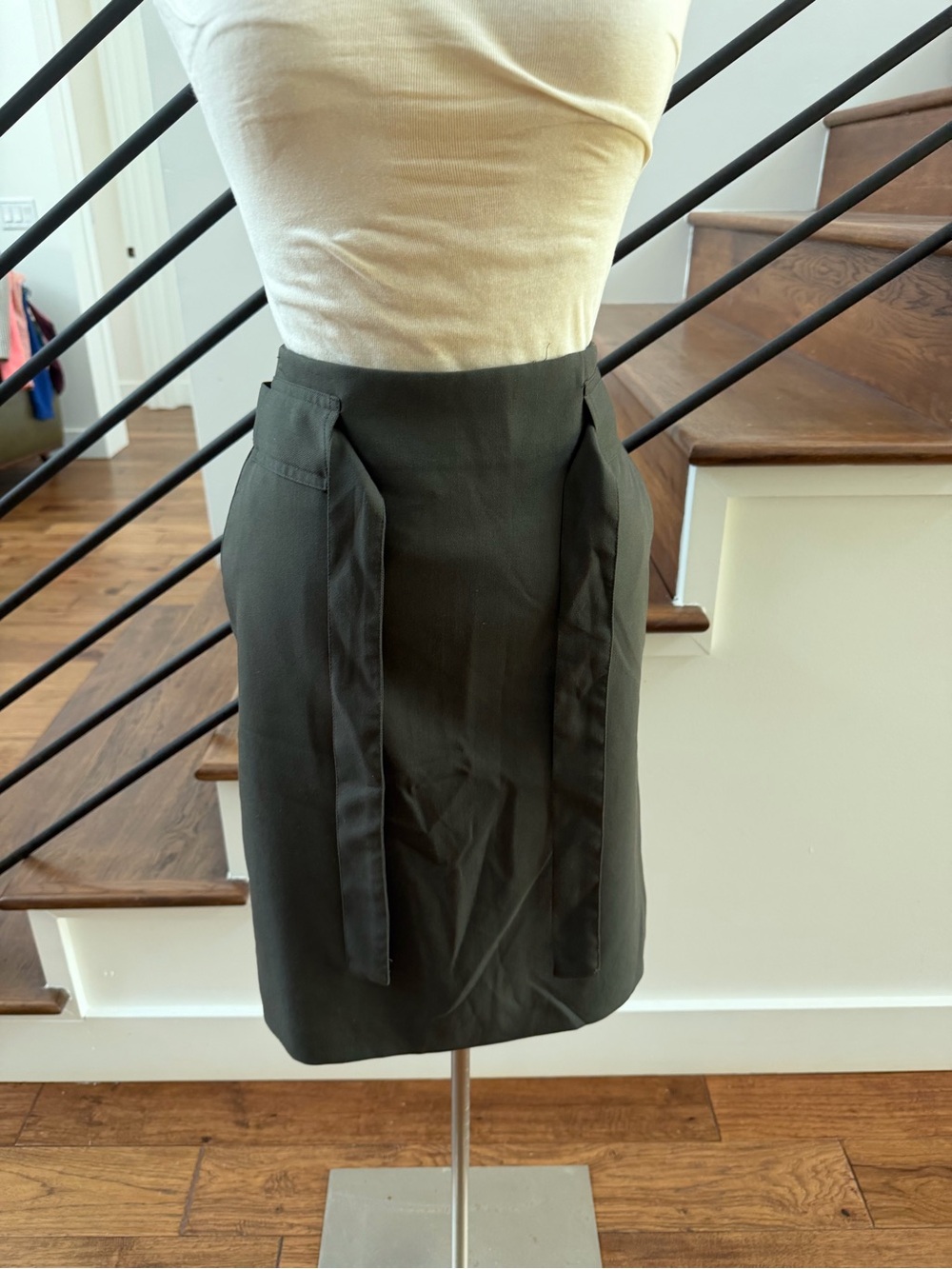 Banana Republic Olive High-Waist Pencil Skirt with Front Tie